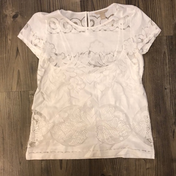 Banana Republic Tops - Banana Republic size 6 white laser cut shirt